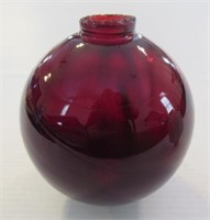 Vintage 4-1/2" round true red swirl glass