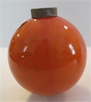 Vintage 4-1/2" round orange milk glass lightning