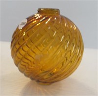 Vintage 5" round swirl amber glass lightning rod