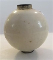 Vintage 4-1/2" round white glazed pottery