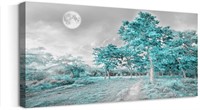 Simple Life Green Moon Tree Canvas Art - 40 x 20