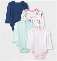 Baby Girls' 4pk Long Sleeve Wildflower Bodysuits