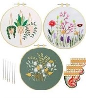 3 Piece Modern Floral Embroidery Kit