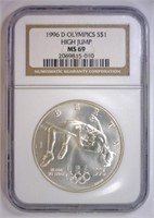 1996-D High Jump Silver UNC $1 NGC MS69
