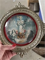 Beautiful Rounded Glass Antique Religious Picture