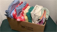 Box Of Misc Towels & Table Covers
