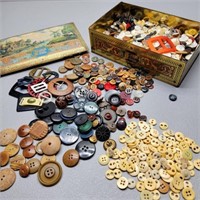 Chocolate Tin of Vintage & Antique Buttons
