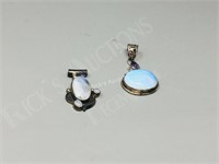 pair- 925 silver pendants w/ moonstones