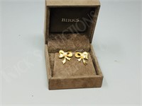 10K gold earrings w/ pearl-Bow design-tested