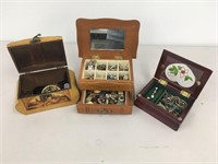 3 Small Jewelry Boxes w/ Jewelry