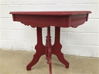 Vtg. Red Painted Parlor Table