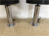 (2) Modern Chrome Decorated Lamps