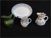 Lot:  Three Creamers and a Side Plate