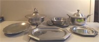 PEWTER X AND WILTON SERVING PCS