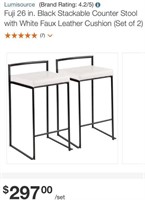 Fuji 26 in. Black Stackable Counter Stool