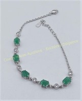 Sterling silver emerald & cubic zirconia bracelet