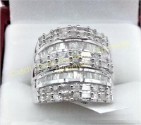 Sterling silver diamond (2.00cts) ring, Bague en
