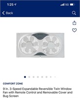 Twin window fan with remote control