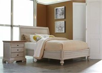 Cresent Queen White Sleigh Bed