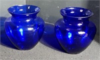 Pair of cobalt blue glass vases
