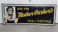 VINTAGE TIN MOTHER PARKER'S COFFEE SIGN