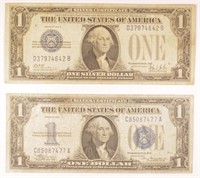 Pair of Circulated $1 Silver Certificates