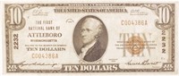 Massachusetts. Attleboro. $10 National Currency