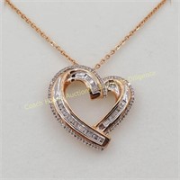 Brass cast diamond (0.40cts) heart with chain