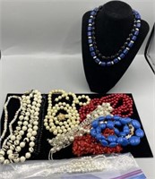 Assortment of costume jewelry necklaces