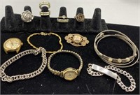 Assortment of rings, bracelets and watches