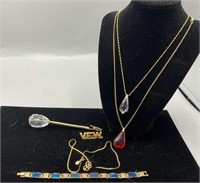 Costume jewelry including VFW pin