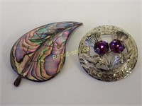 Pair of Silver Brooches