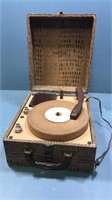 Vintage record player. Damaged cord