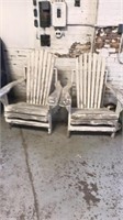 2 wood outside chairs