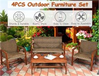 4PCS Outdoor Patio Rattan Furniture Set