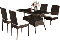 Costway 5-piece Rattan and Steel Patio Dining Set