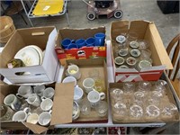6 Boxes Of Glasses, Cups, Jars, Misc. Glassware