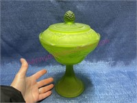 Green frosted compote w/ lid