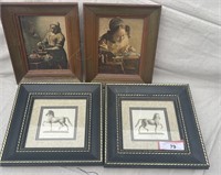 Pair of Framed Classical Horse Prints and