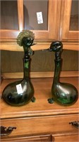 Rooster & Duck blown glass wine bottles decanters