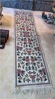 Fringed floral runner rug 88” long