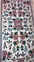 Fringed floral runner rug 88” long