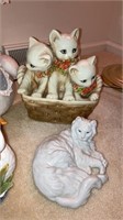 Figurines lot cats swan chalk ware ceramic