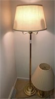 Brass floor lamp & table lamp