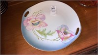 Germany hand painted poppy plate pierced handles