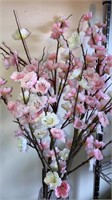 Light up silk cherry blossoms in vase