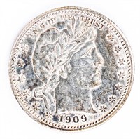 Coin 1909 Barber Quarter in Choice BU