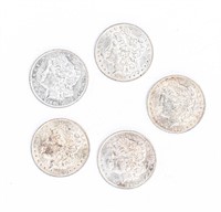 Coin 5  Morgan Silver Dollars 1881-O Almost Unc.