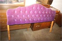 Purple Upholstered Headboard & Frame/Wheels