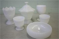 Assorted White Glass Items